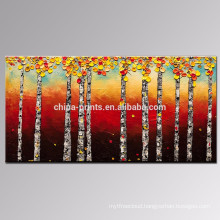 Birch Tree Oil Painting Forest Canvas Paintings Autumn Landscape Wall Art